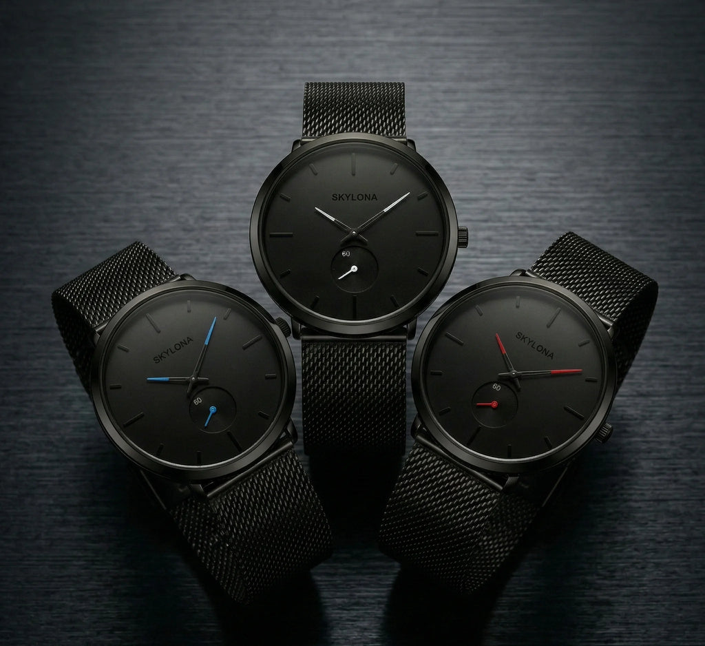 Black Chronograph Watch for Men – SkyLona Classic Collection