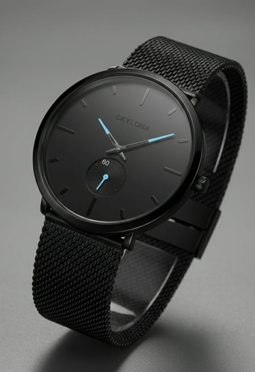 Black Chronograph Watch for Men – SkyLona Classic Collection