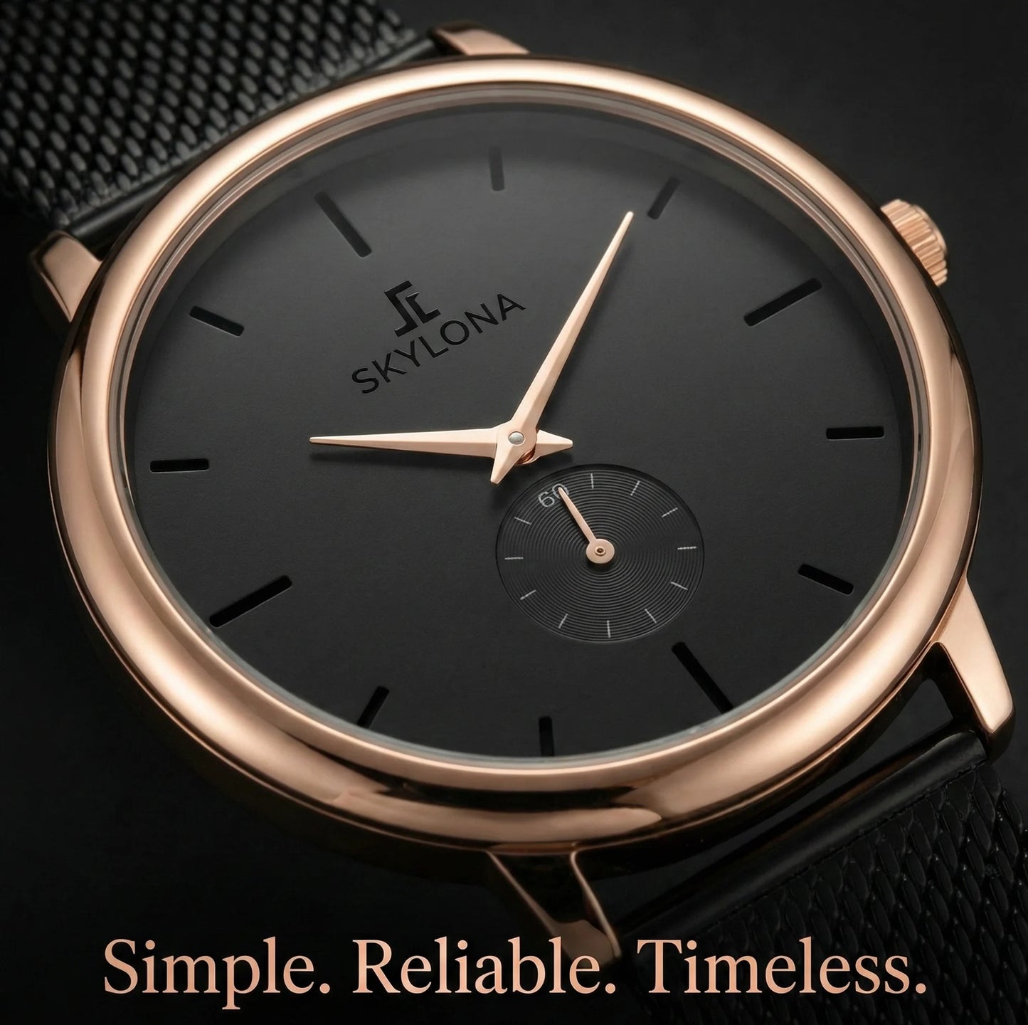 Man wearing Skylona Classic 2.0 black watch with formal shirt