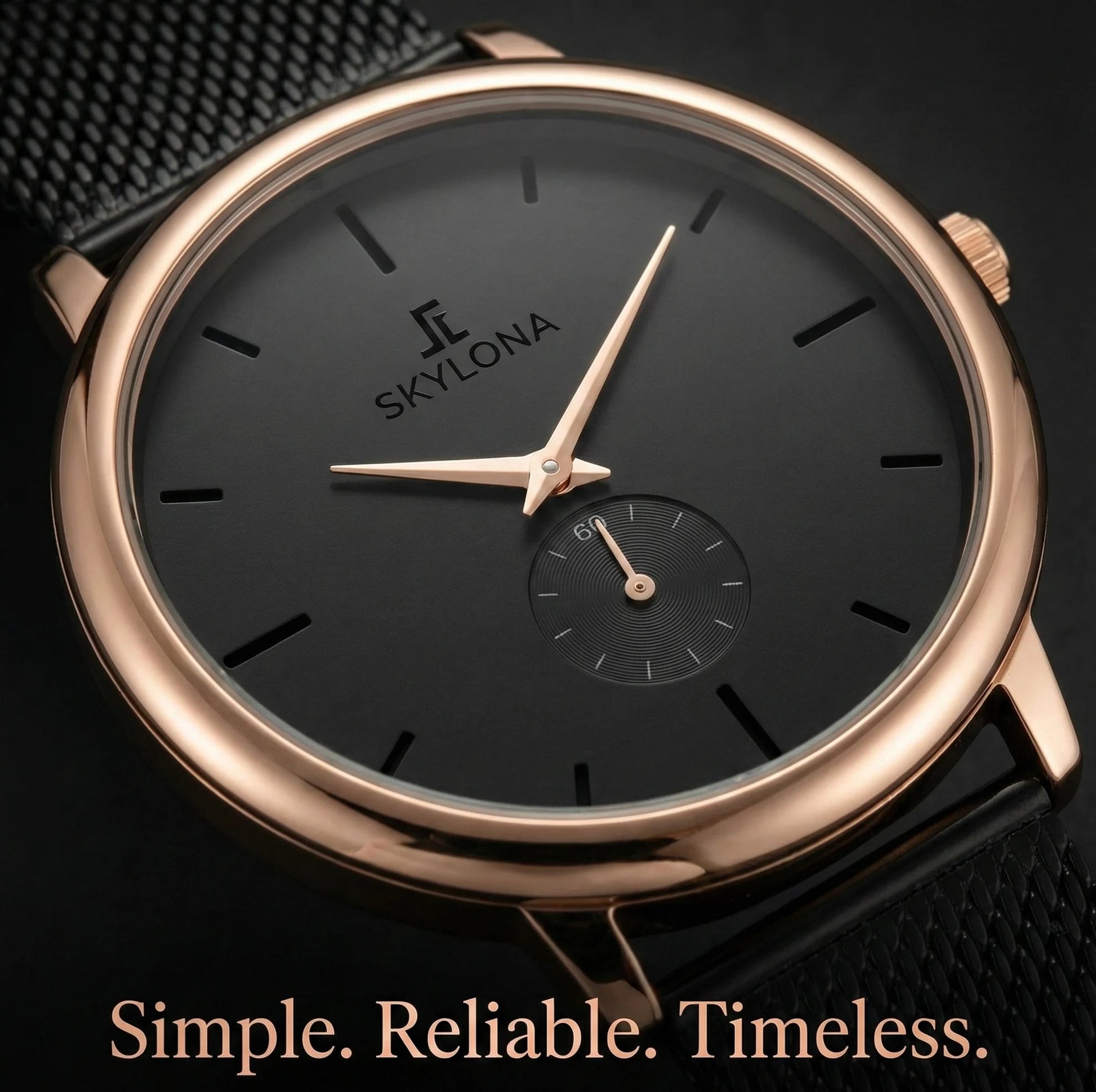 Man wearing Skylona Classic 2.0 black watch with formal shirt