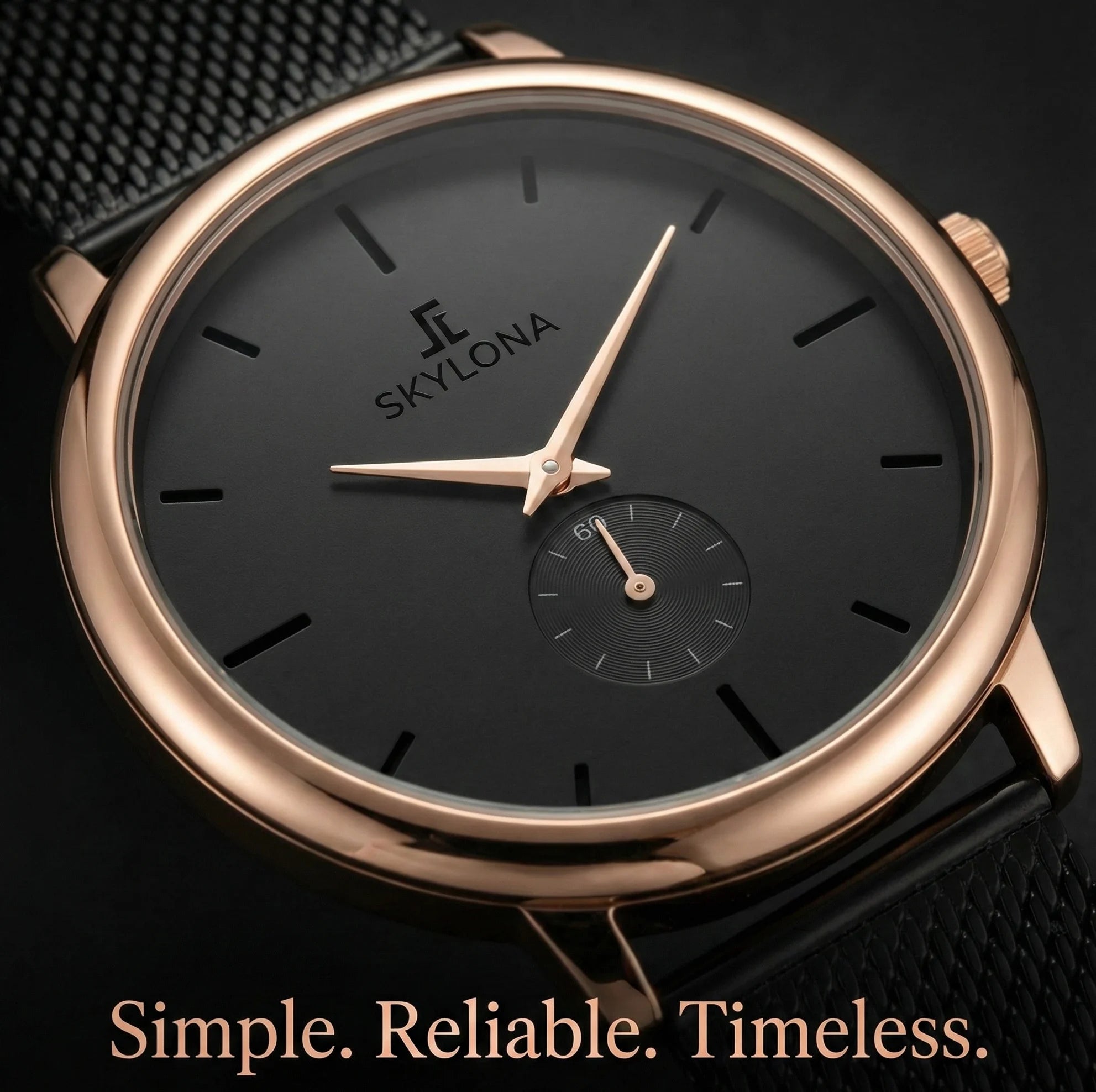 Man wearing Skylona Classic 2.0 black watch with formal shirt