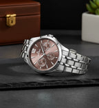 Men's luxury steel watch side view