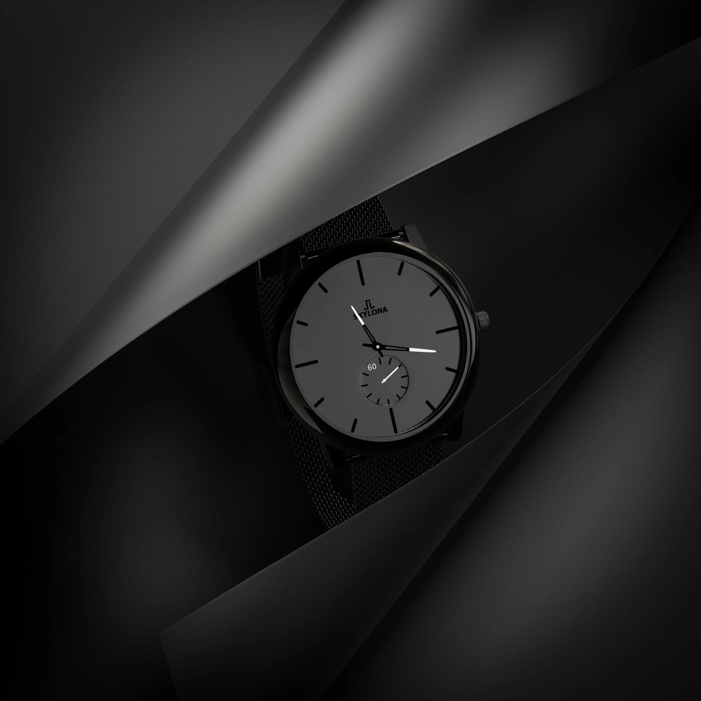 Premium mesh strap white chronograph watch