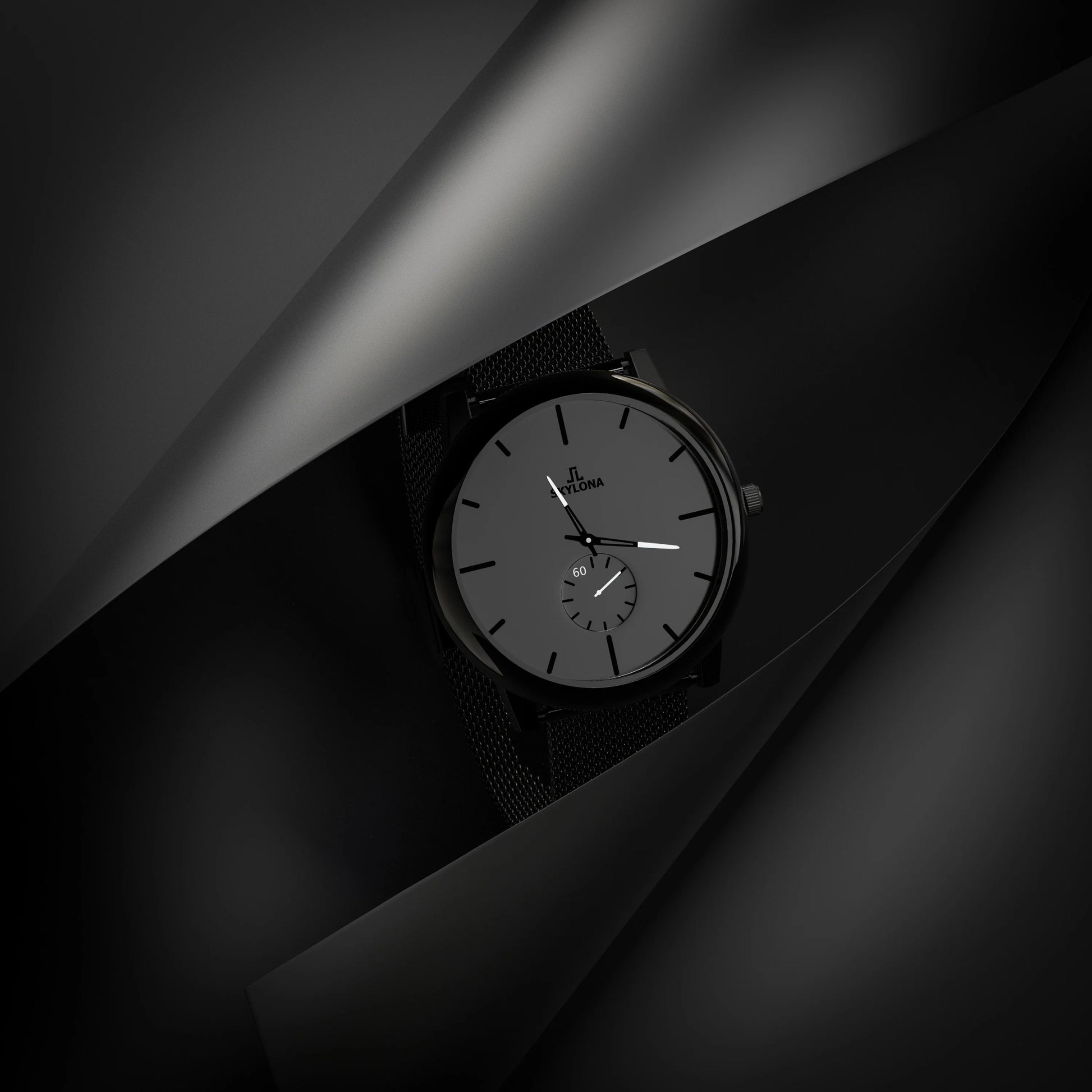 Premium mesh strap white chronograph watch