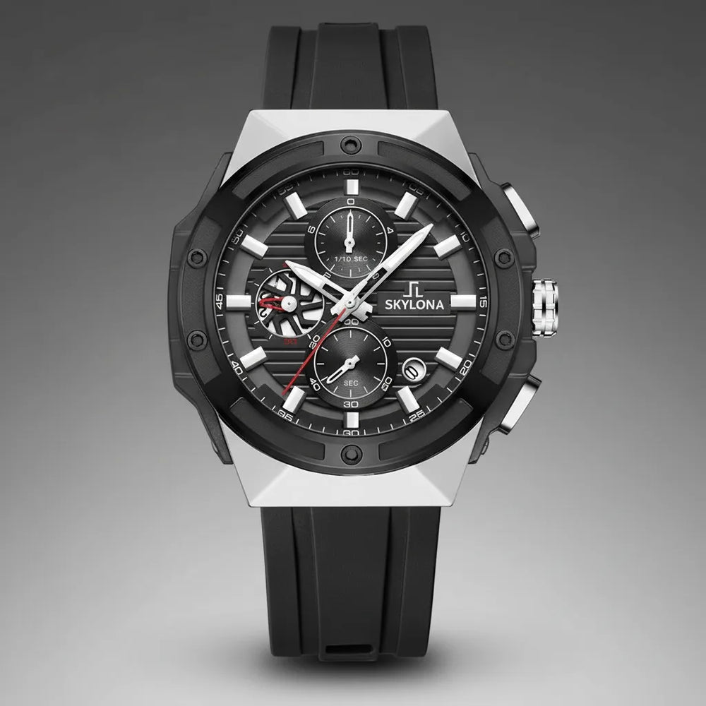GENESIS ONE Black Silver chronograph watch