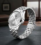 Skylona CTZ silver stainless steel watch for men front view