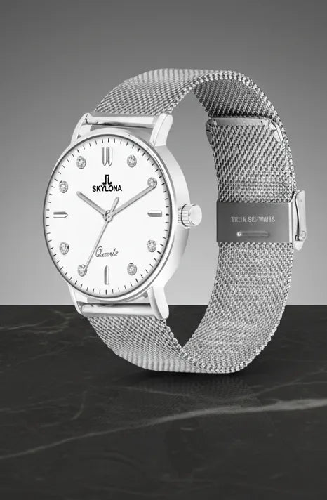 Skylona Cool-Tone White Dial Watch