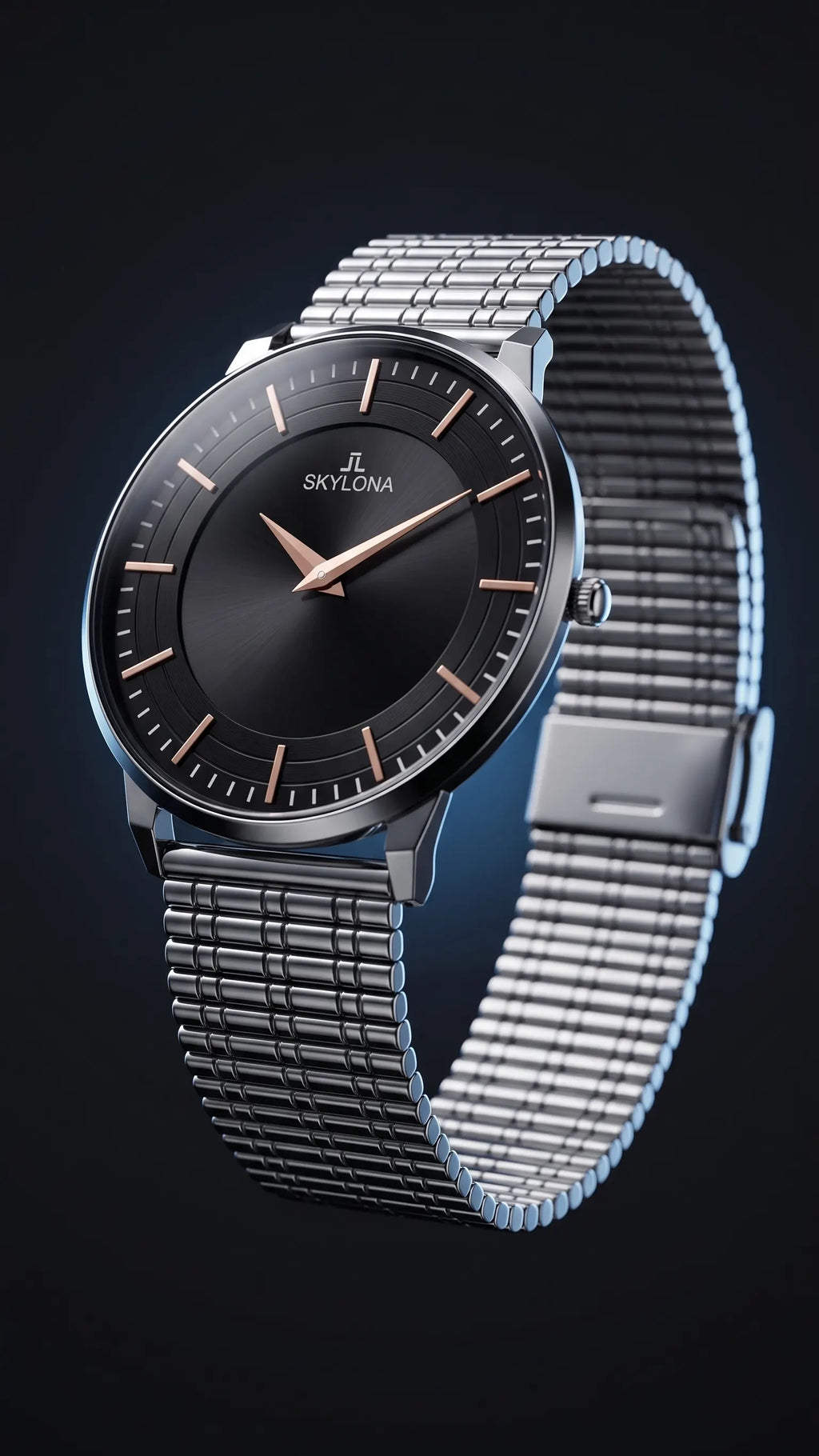 The Meridian Timepiece Obsidian Night Matte Black · Rose Gold Hands