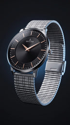 The Meridian Timepiece Obsidian Night Matte Black · Rose Gold Hands