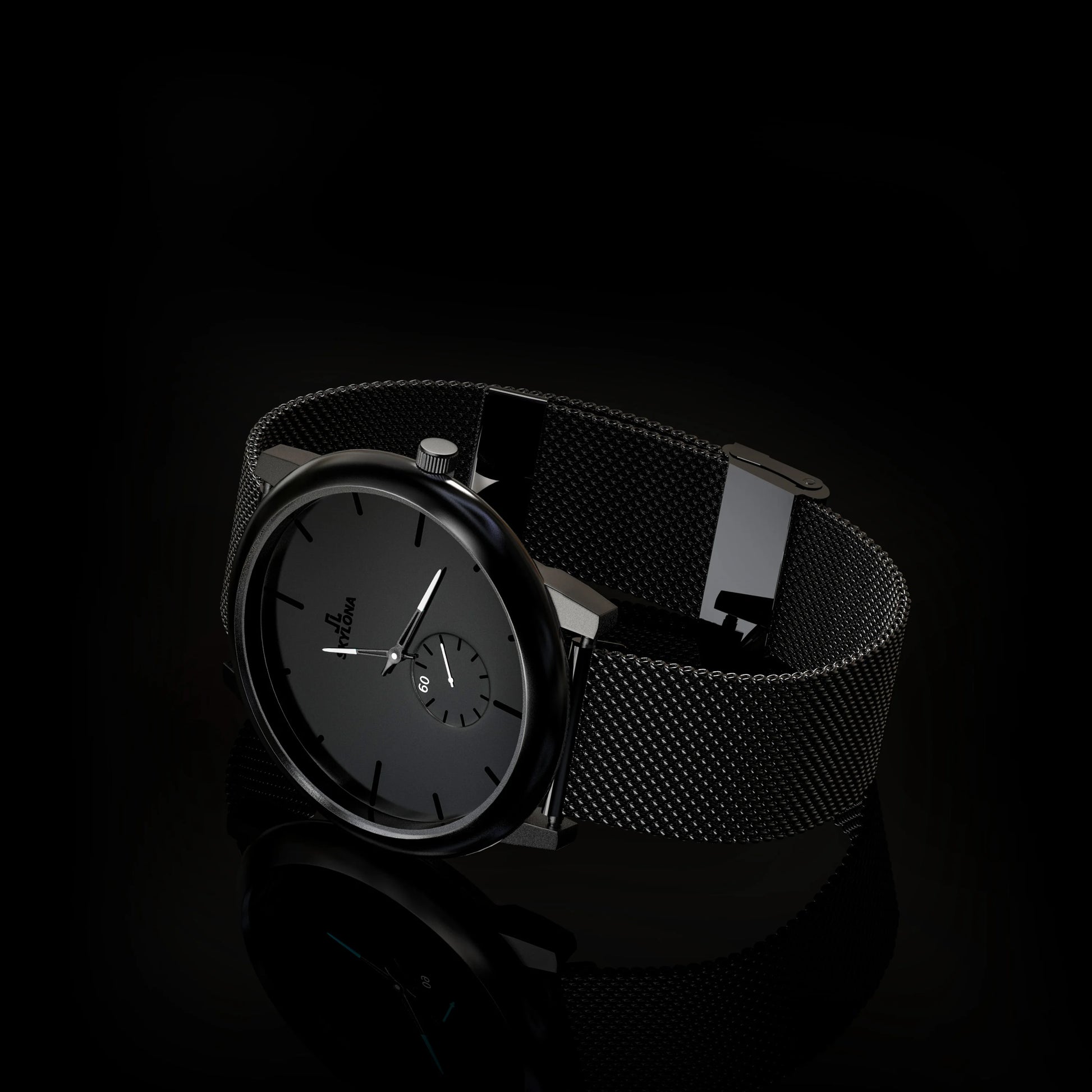 White chronograph watch worn on wrist