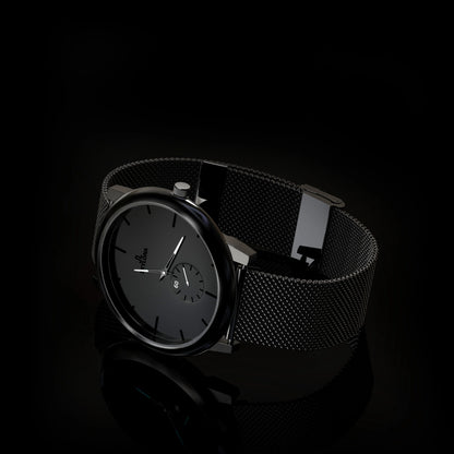 White chronograph watch worn on wrist