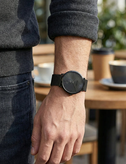 Classic Black Chronograph Watch for Men