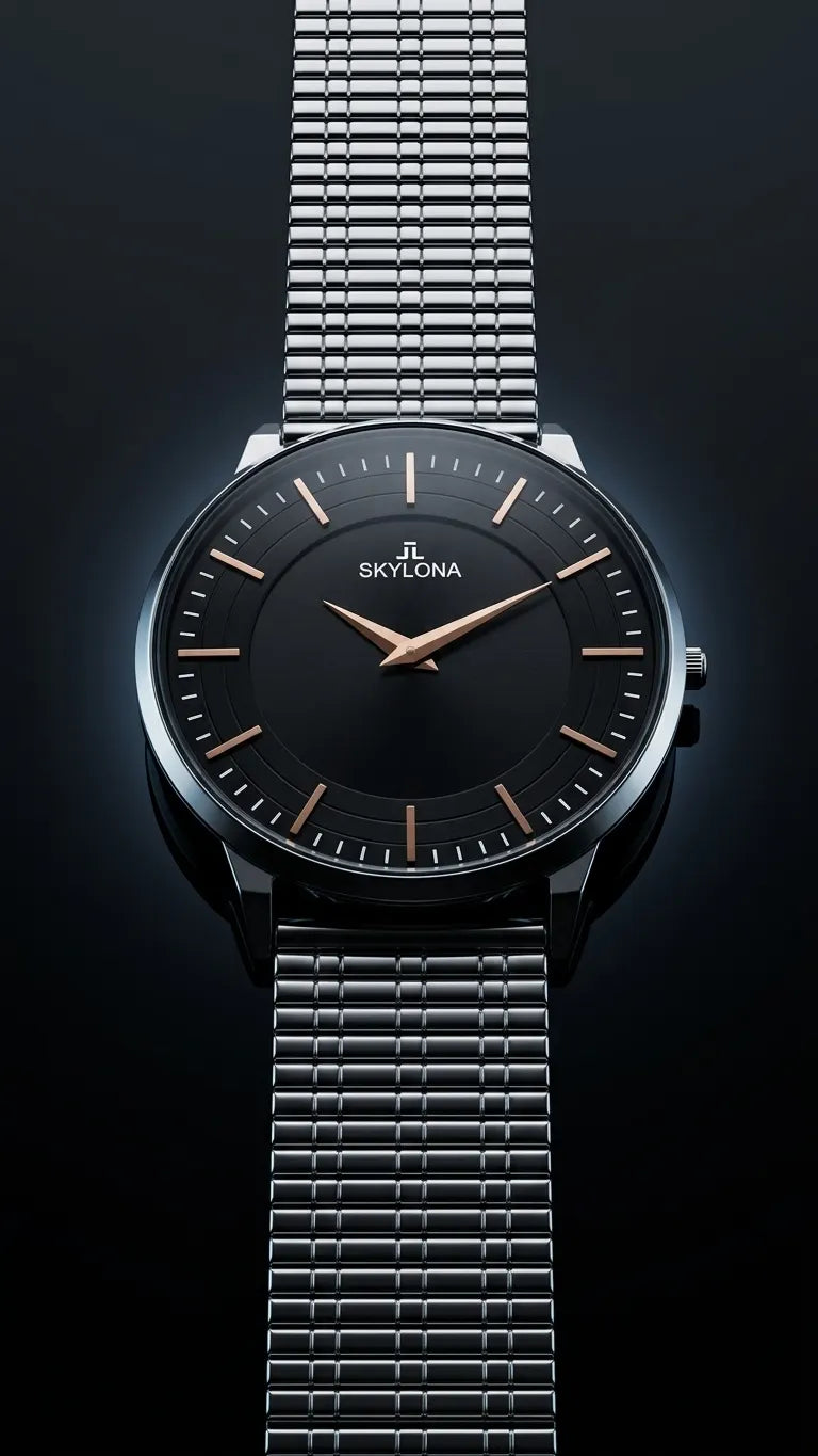 The Meridian Timepiece Obsidian Night Matte Black · Rose Gold Hands