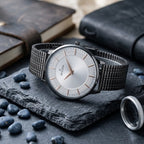 The Meridian Timepiece Polar White Black· Rose Gold Hands