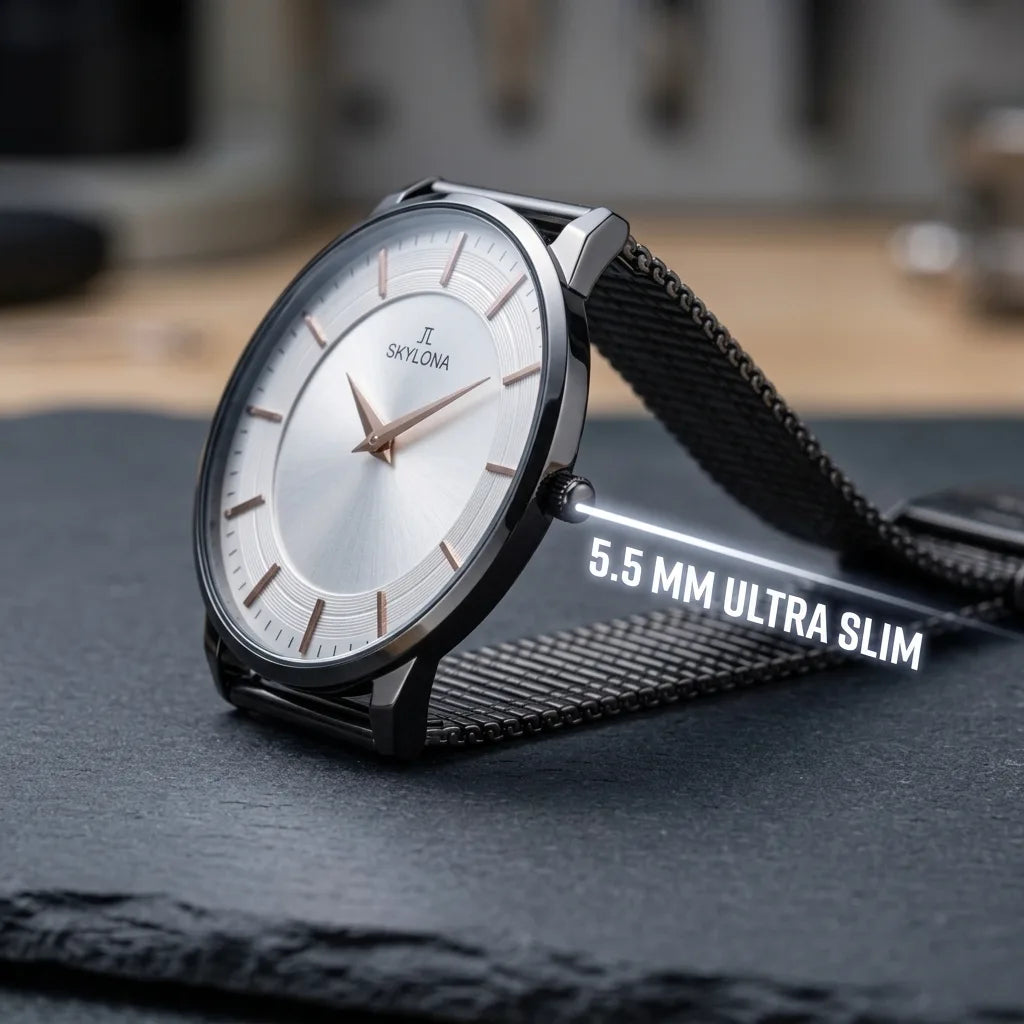 The Meridian Timepiece Polar White Black· Rose Gold Hands