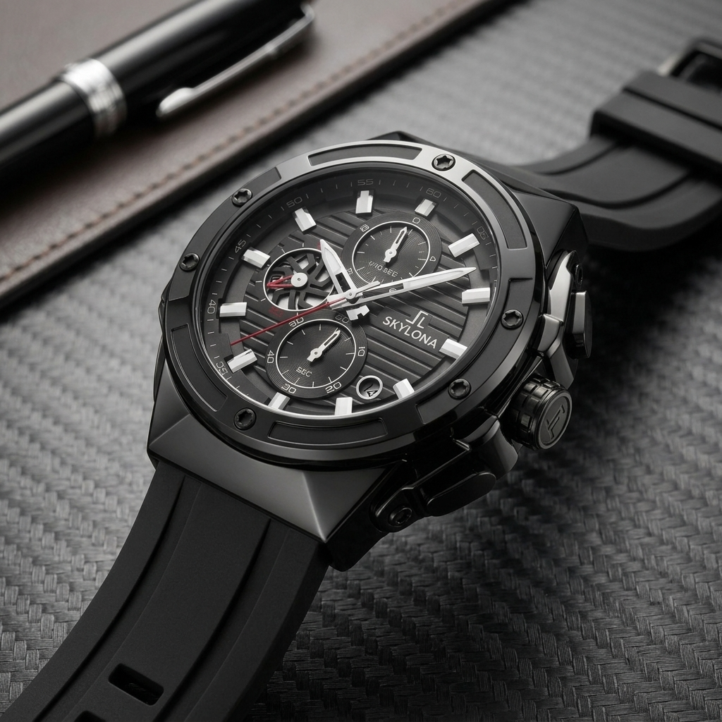 Genesis One Black Chronograph Watch for Men