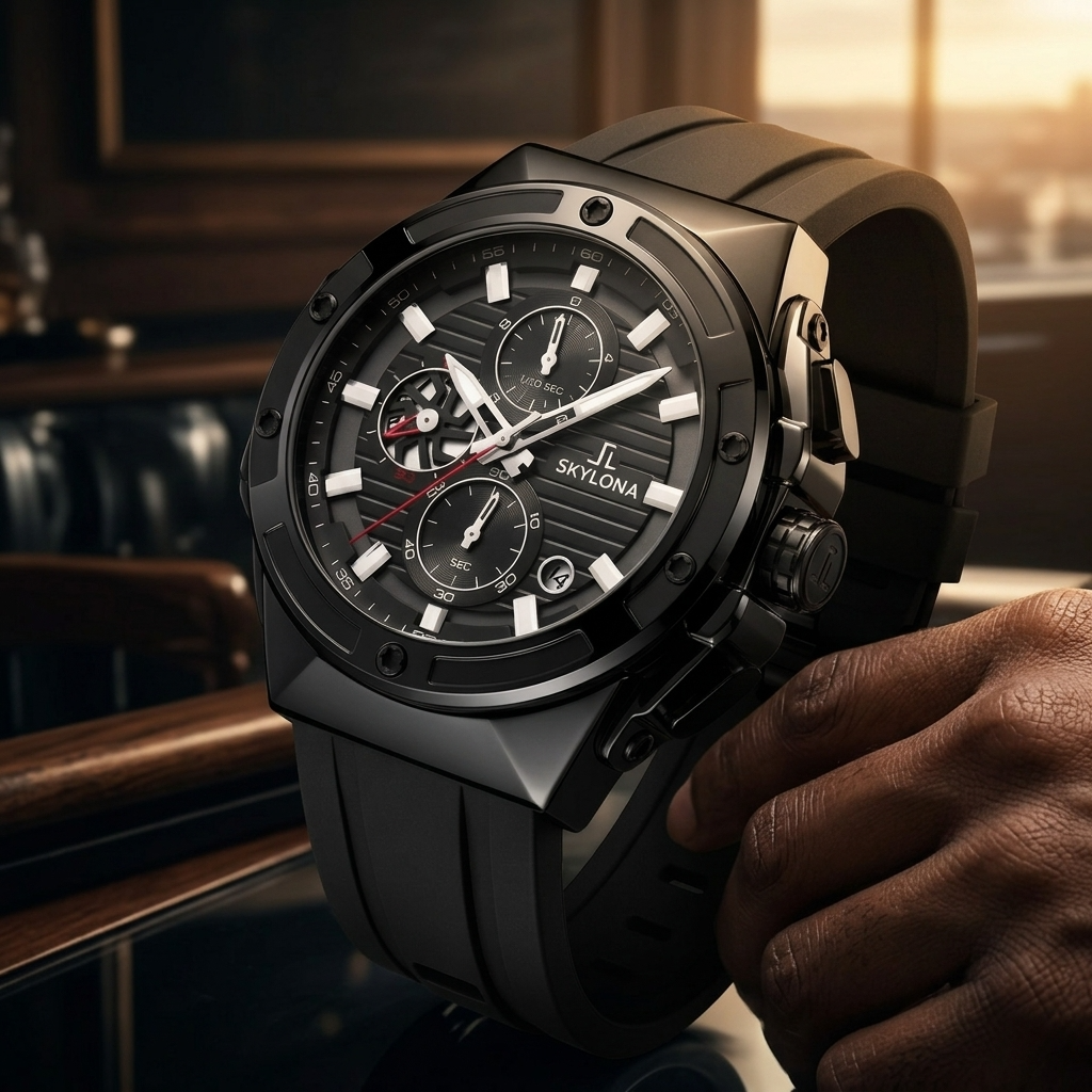 Genesis One Black Chronograph Watch for Men