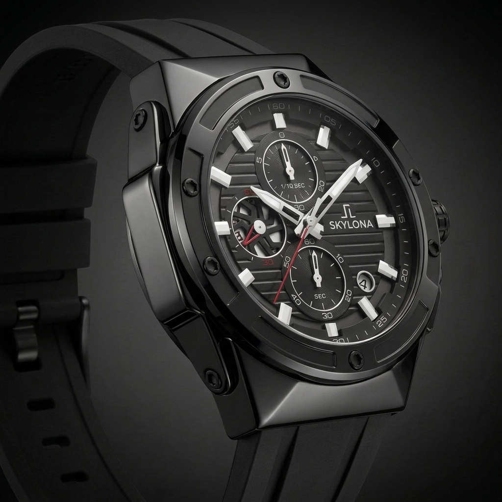Genesis One Black Chronograph Watch for Men