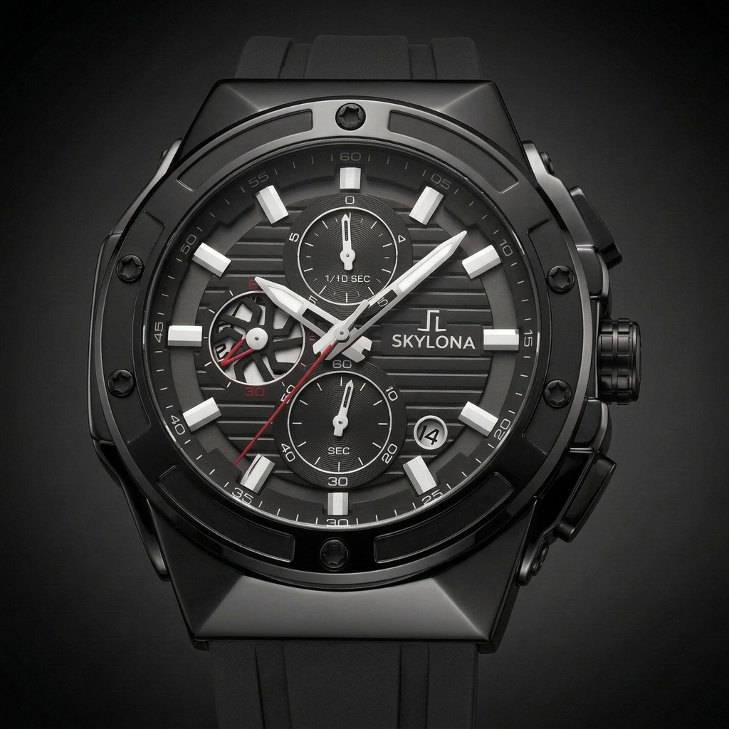 Genesis One Black Chronograph Watch for Men