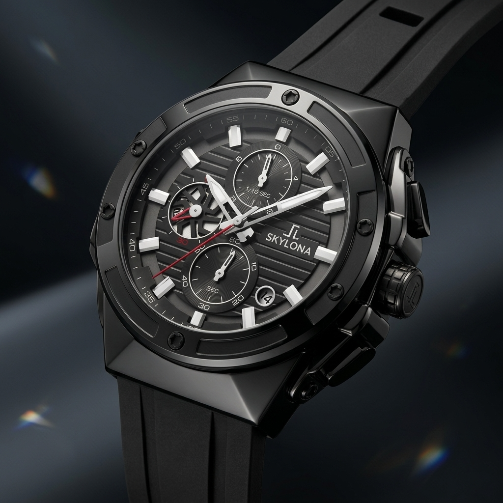 Genesis One Black Chronograph Watch for Men