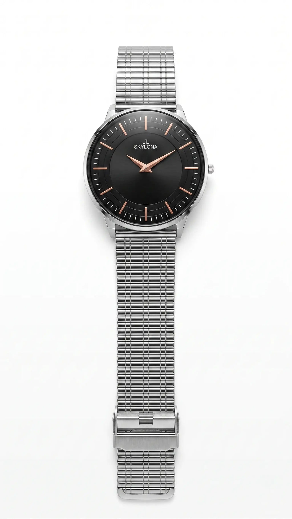 The Meridian Timepiece Obsidian Night Matte Black · Rose Gold Hands