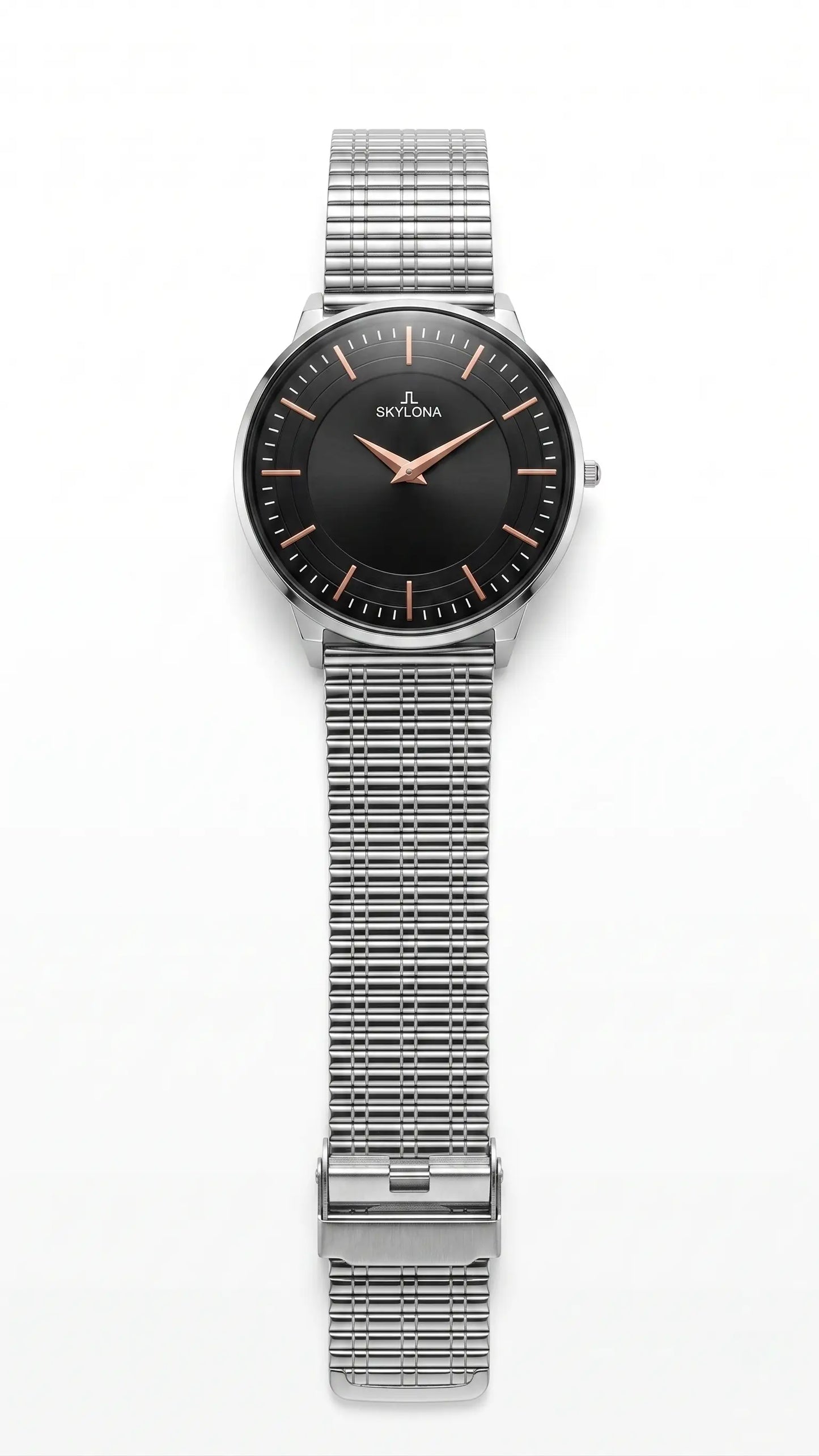 The Meridian Timepiece Obsidian Night Matte Black · Rose Gold Hands