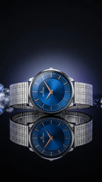 The Meridian Timepiece Midnight Deep Blue · Rose Gold Hands