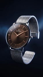 The Meridian Timepiece Tobacco Dusk Warm Brown · Rose Gold Hands