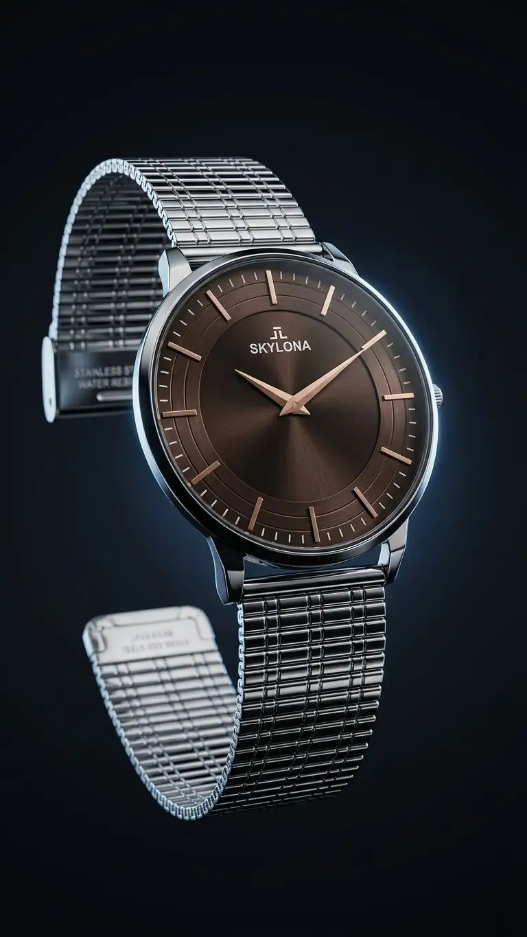 The Meridian Timepiece Tobacco Dusk Warm Brown · Rose Gold Hands
