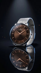 The Meridian Timepiece Tobacco Dusk Warm Brown · Rose Gold Hands