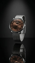 The Meridian Timepiece Tobacco Dusk Warm Brown · Rose Gold Hands