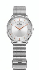 The Meridian Timepiece Polar White Silver · Rose Gold Hands