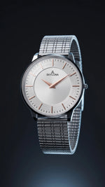 The Meridian Timepiece Polar White Silver · Rose Gold Hands